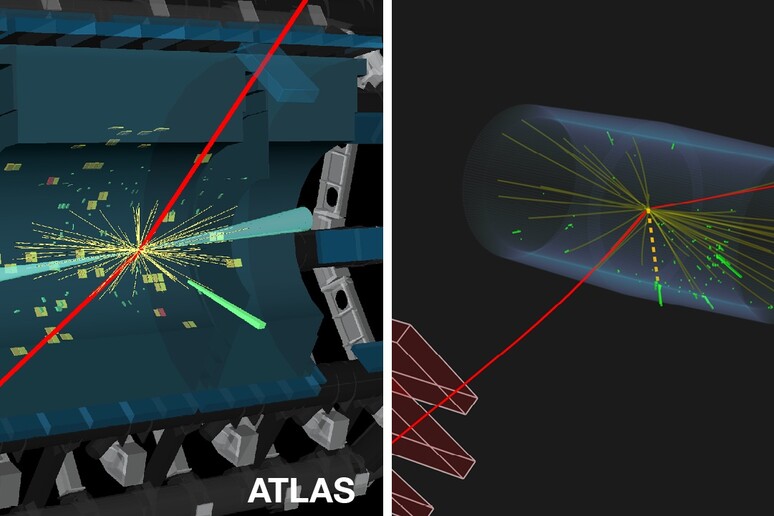 Rappresentazione grafica di collisioni negli esperimenti Atlas e Cms (fonte: CERN) - RIPRODUZIONE RISERVATA