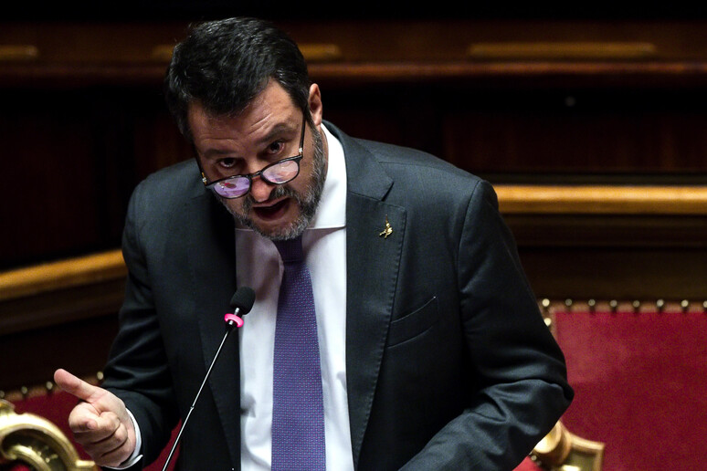 Il ministro Salvini al Senato in una foto di archivio - RIPRODUZIONE RISERVATA