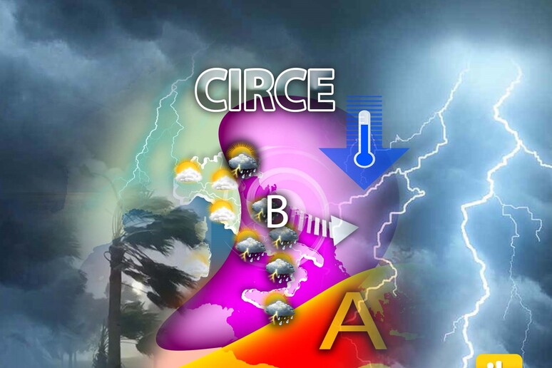 La traiettoria del ciclone Circe - RIPRODUZIONE RISERVATA