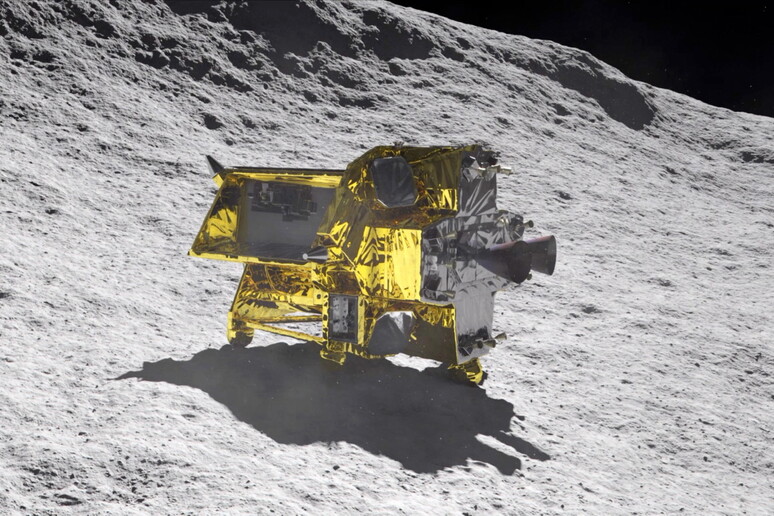 Rappresentazione grafica del lander giapponese Slim sulla Luna (fonte: Jaxa) © ANSA/EPA