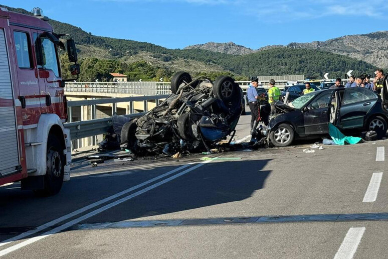 I sanitari del 118, i carabinieri e i vigili del fuoco sulla Palermo-Sciacca - RIPRODUZIONE RISERVATA