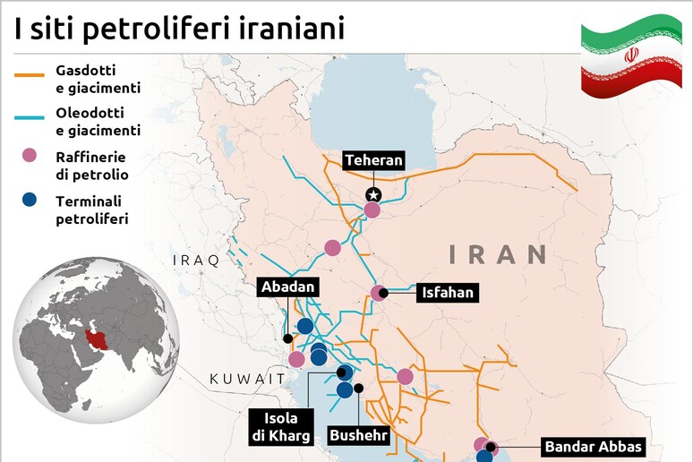 La mappa dei siti petroliferi iraniani - RIPRODUZIONE RISERVATA