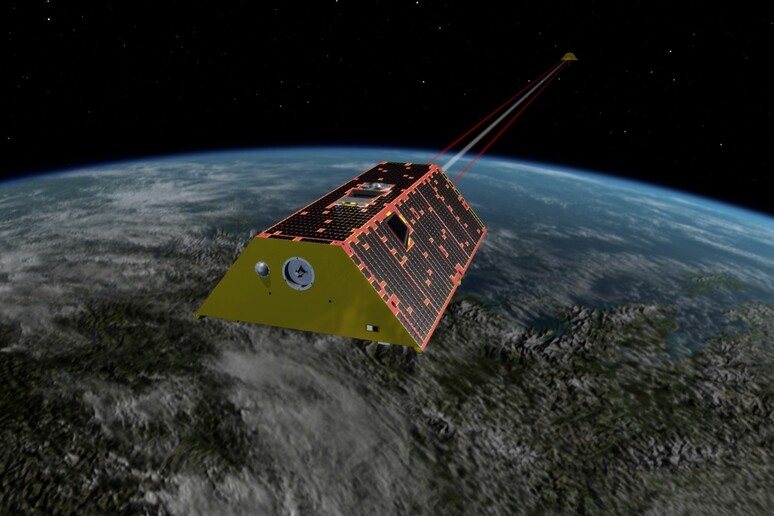 Rappresentazione artistica di un satellite Grace in orbita attorno alla Terra (fonte: NASA/JPL-Caltech) - RIPRODUZIONE RISERVATA