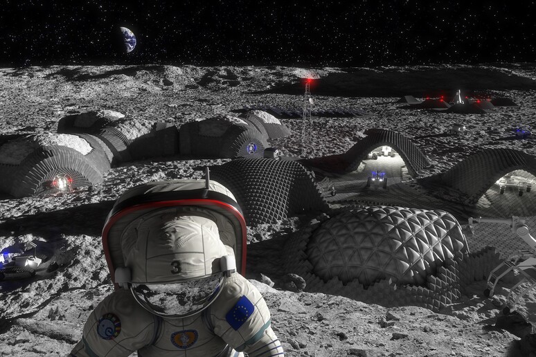 Rappresentazione artistica di una futura base lunare (fonte: ESA; RegoLight, visualisation: Liquifer Systems Group, 2018, da Wikimedia) - RIPRODUZIONE RISERVATA