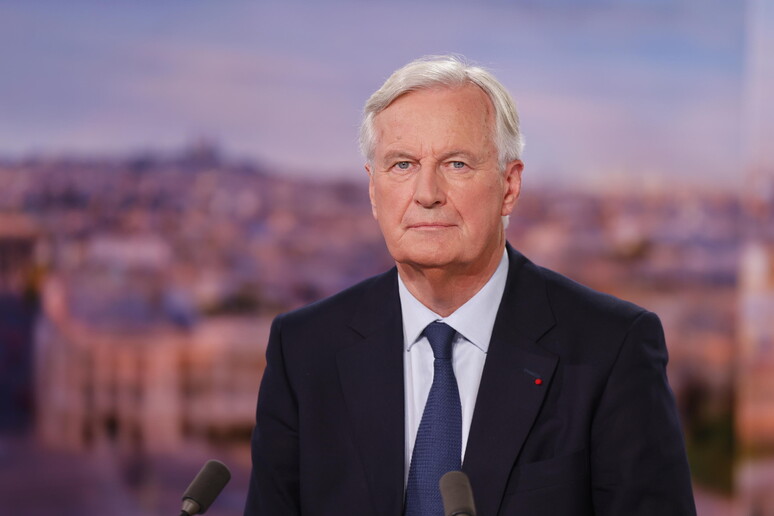 France 's newly appointed Prime Minister Michel Barnier on French TV news broadcast © ANSA/EPA